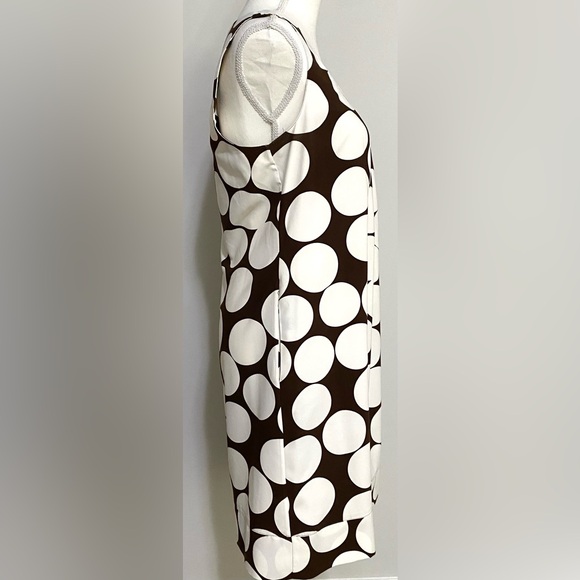 Sunny Leigh Womens 10 Brown/Cream Lg Polka Dot Sleeveless Dress Preppy Classic - Picture 6 of 13